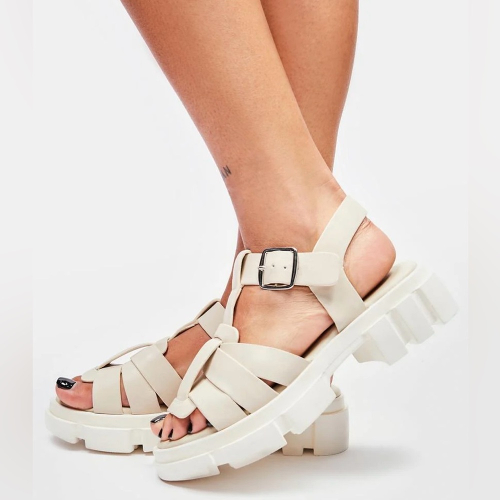 Free People Cream Chunky Gladiator Sandals